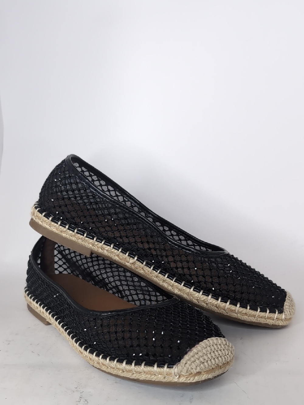 Charles David Black Mesh Rhinestone Espadrille Flats